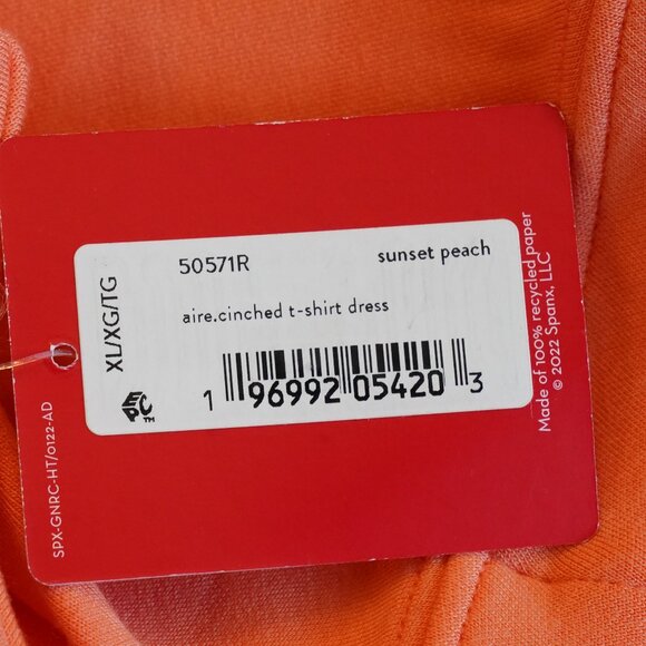 NWT, Spanx, Air Essentials Cinched T-Shirt Dress, Sunset Peach - Picture 6 of 8